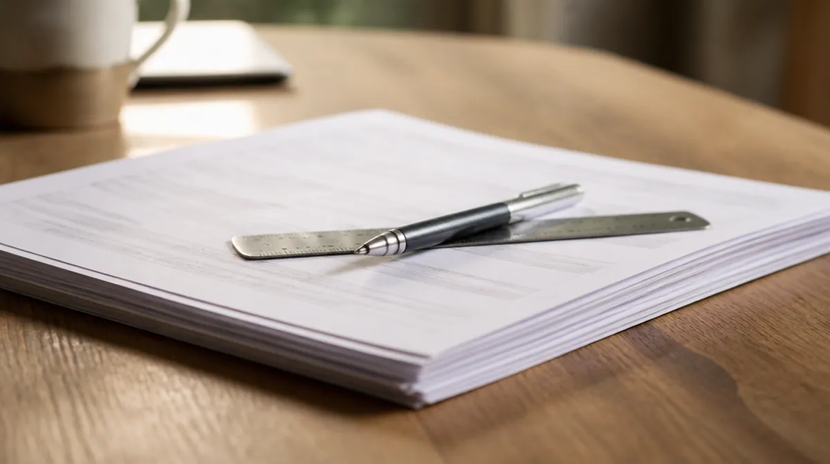 Un relevé de carrière imprimé, une règle et un stylo posés dessus pour le lire ligne par ligne