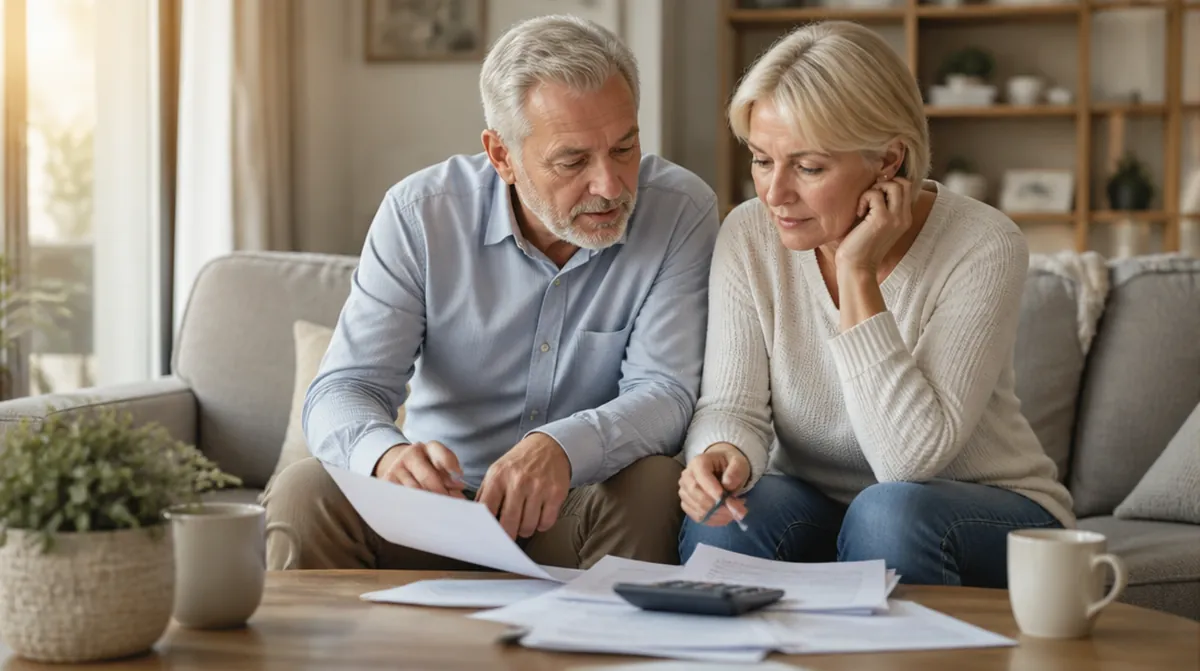 Un couple de 60 ans relit ses relevés d'épargne retraite avant de choisir entre rente et capital