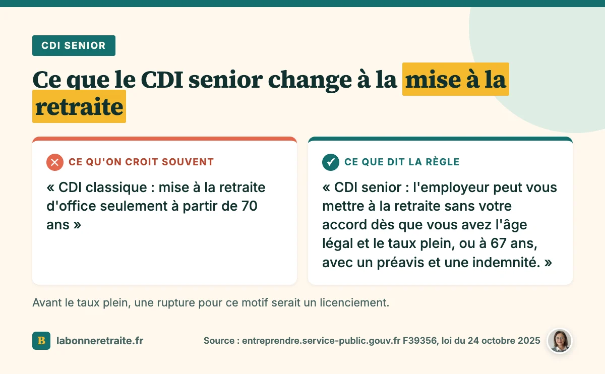 Comparaison entre un CDI classique et un CDI senior pour la mise à la retraite par l'employeur