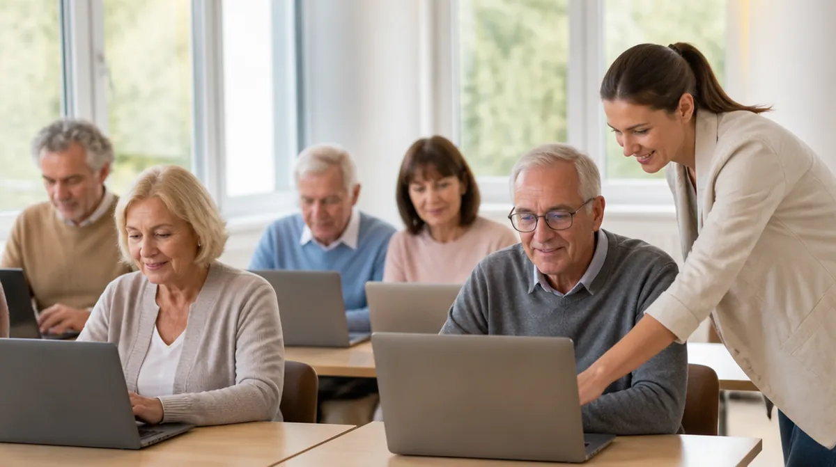 Des salariés de 55 à 65 ans suivent une formation en informatique financée par le CPF