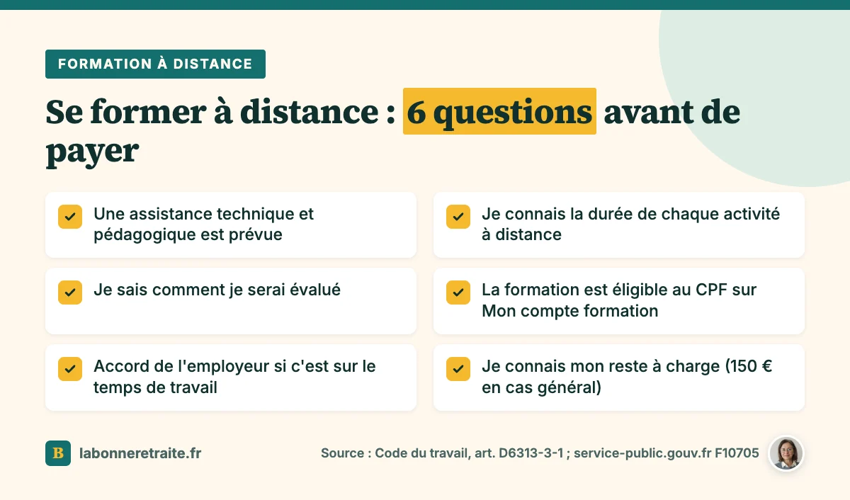 Checklist des six questions à se poser avant de s'inscrire à une formation à distance après 50 ans
