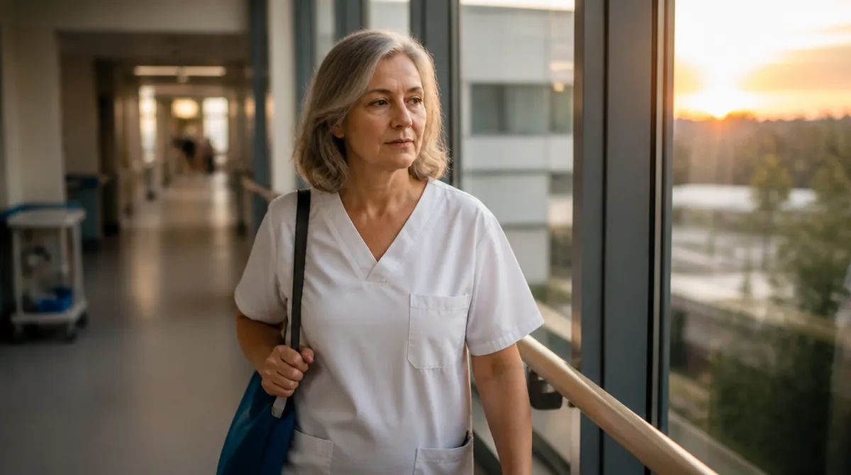Une infirmière d'environ 63 ans qui prolonge son activité à l'hôpital