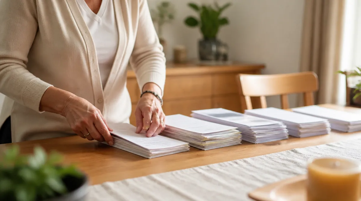 Des bulletins de paie anciens rangés par année pour vérifier ses trimestres retraite
